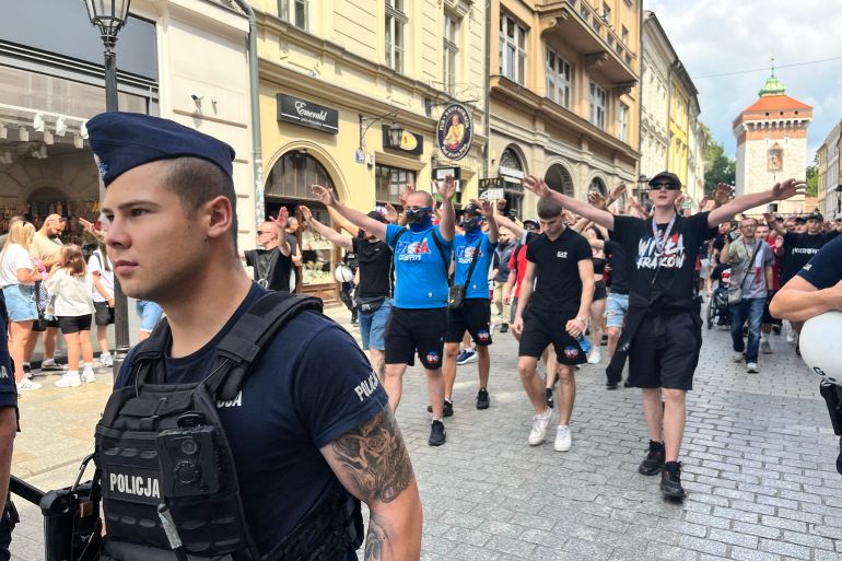 Anti-migrant protester i Polen