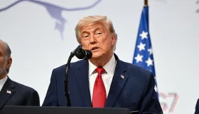 Pressekonferanse Trump Macron G7 Evian 2026 Frankrike